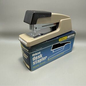 Vintage Stanley Bostitch Model B400 Deluxe Desk Stapler Beige in Original Box